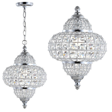 Juliette 12" Crystal/Metal LED Pendant Pendant - JONATHAN Y